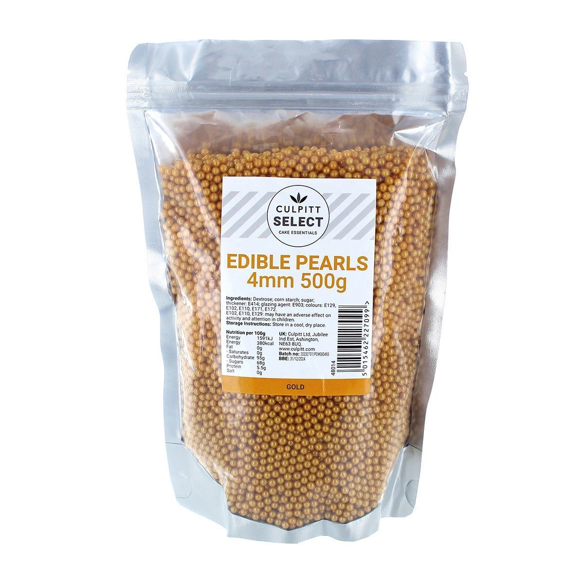 500g Culpitt Select Edible Pearls 4mm - Gold
