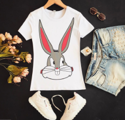 Women&#39;s Bugs Bunny Print White T-shirt