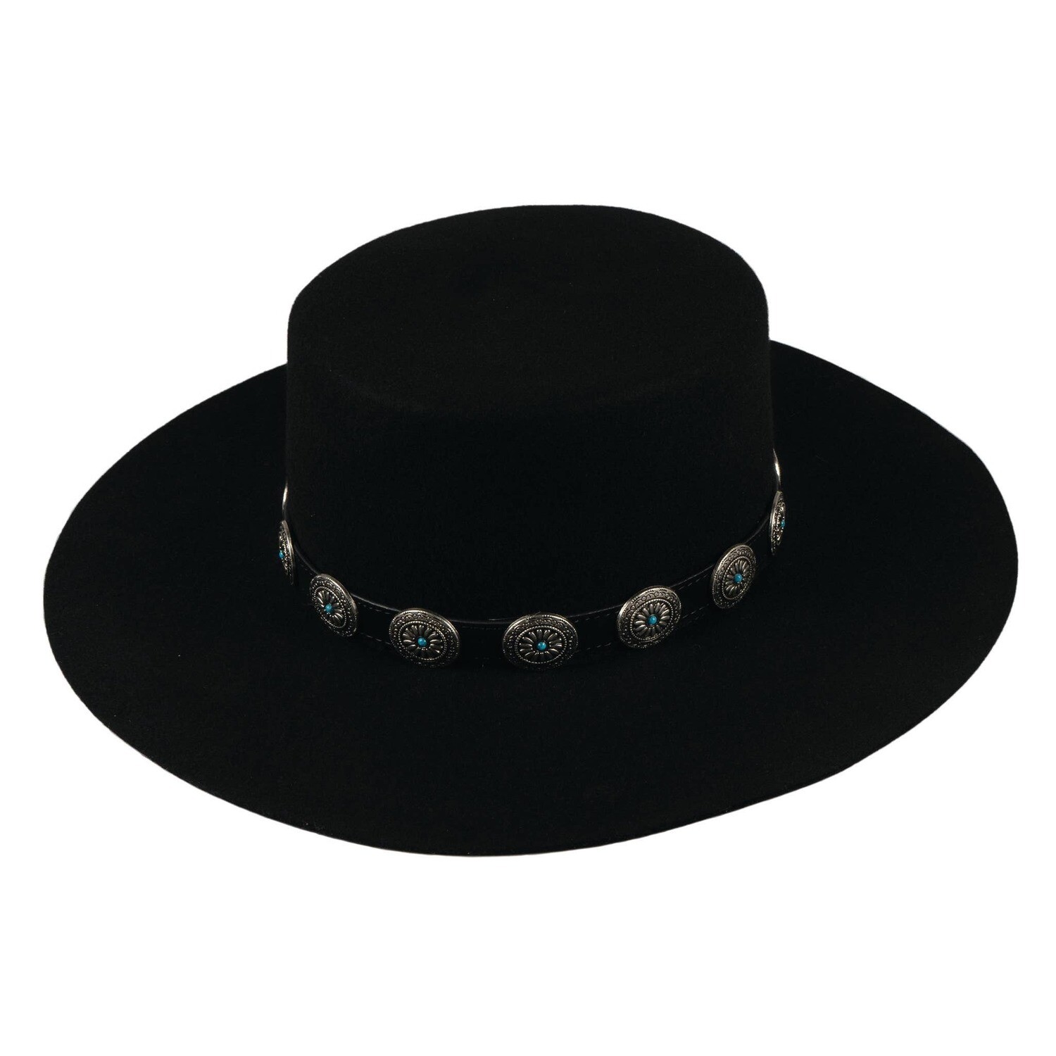 Black Felt  Bolero Hat with concho band
