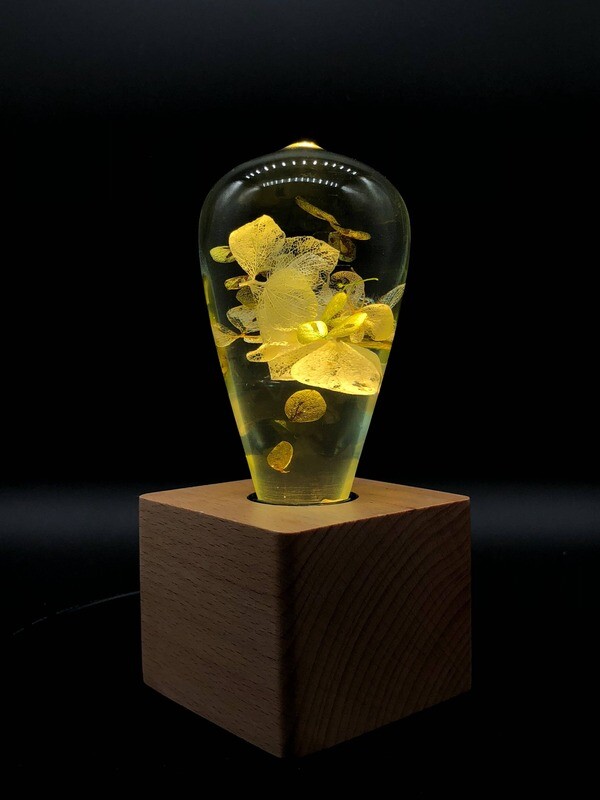 White Hydrangea Lamp - Led Light Bulb and Base