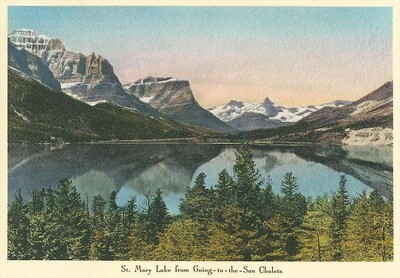 Found Image-MT-370 St. Mary Lake, Glacier Park, Montana - Vintage Image, Art Print