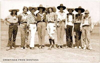 Found Image-MT-267 Greetings from Montana, Cowgirls - Vintage Image, Art Print