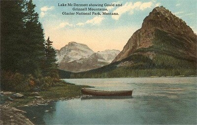 Found Image- Lake McDermott, Glacier National Park, Montana - Vintage Image, Art Print