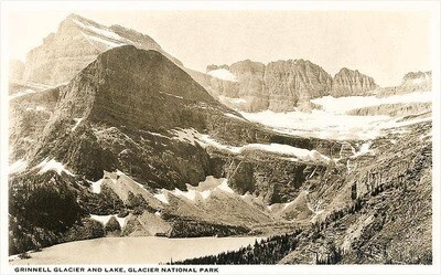 Found Image-MT-443 Grinnell Glacier and Lake - Vintage Image, Art Print