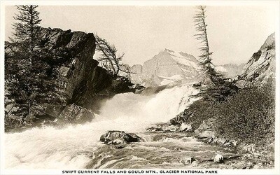 Found Image-MT-439 Swift Current Falls, Glacier - Vintage Image, Art Print