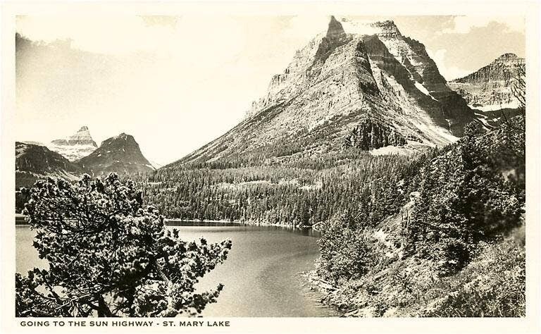 Found Image-MT-289 Going to the Sun Highway, Glacier Park, Montana - Vintage Image, Art Print