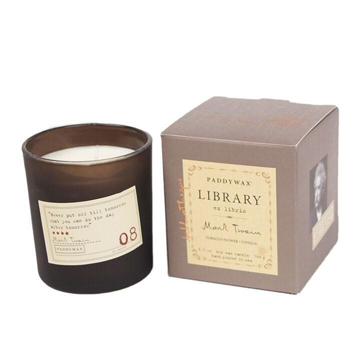 Paddywax - Mark Twain Library Candle - Tobacco Flower and Vanilla