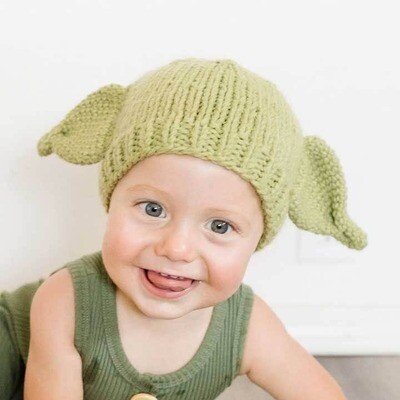 Green Alien Knit Beanie Hat - Small