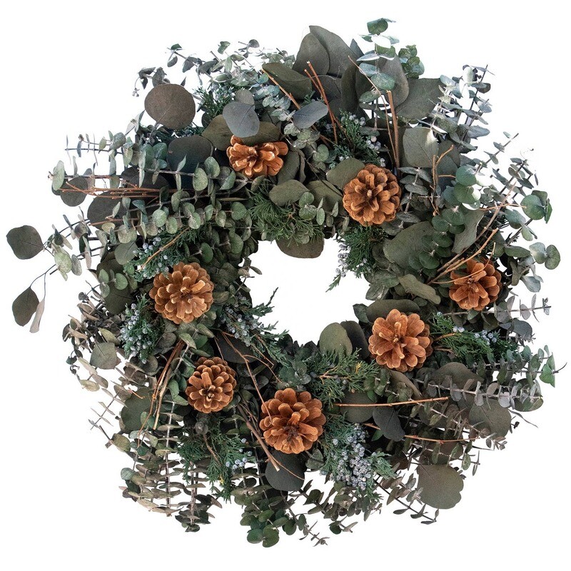 20&quot; Eucalyptus Juniper &amp; Pinecone Wreath