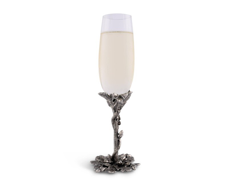 Acorn &amp; Oak Leaf Pewter Champagne Flute