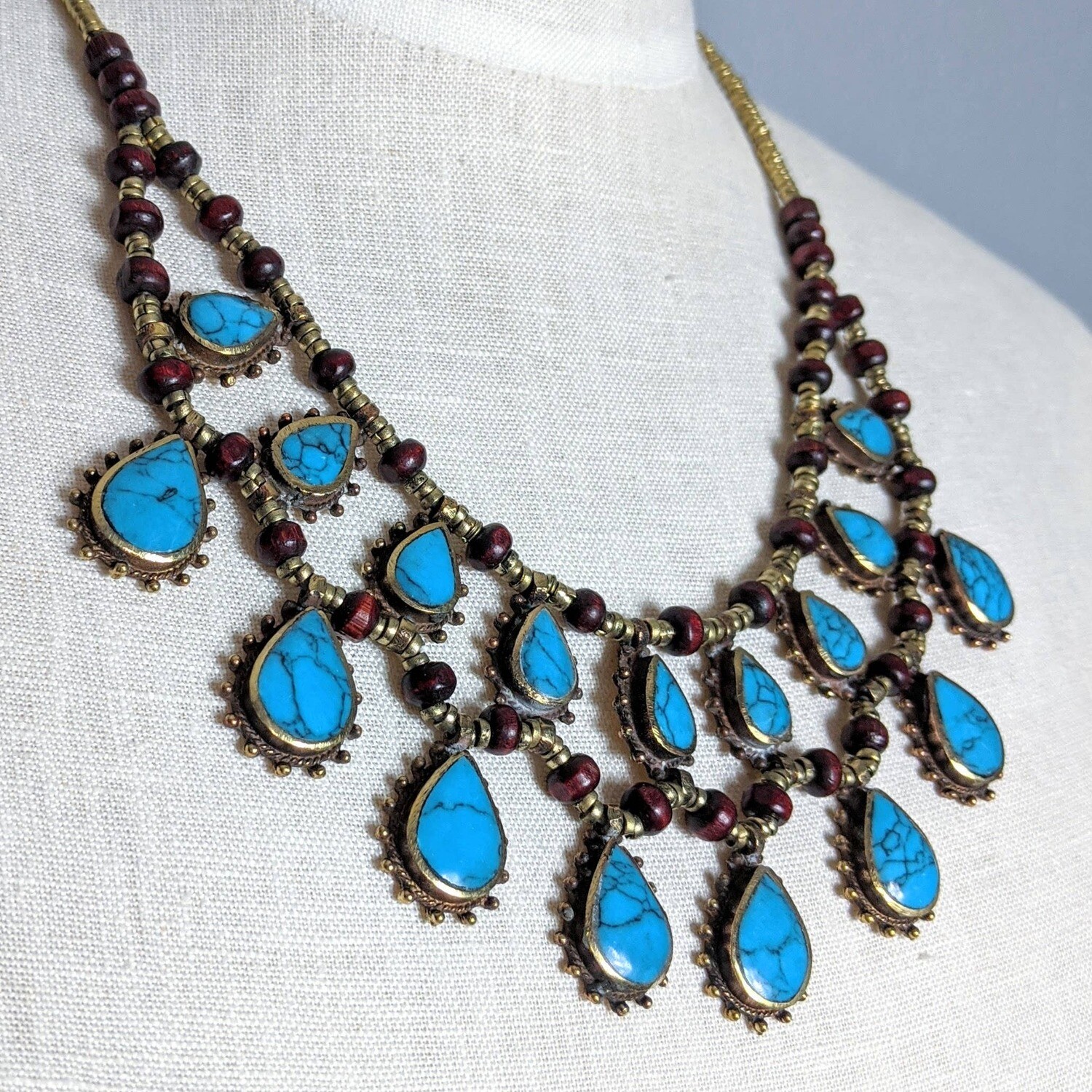 Kuchi Tribe Necklace Teardrop Turquoise