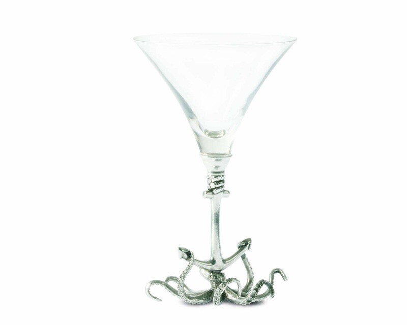 Octopus Pewter Stem Cocktail Glass