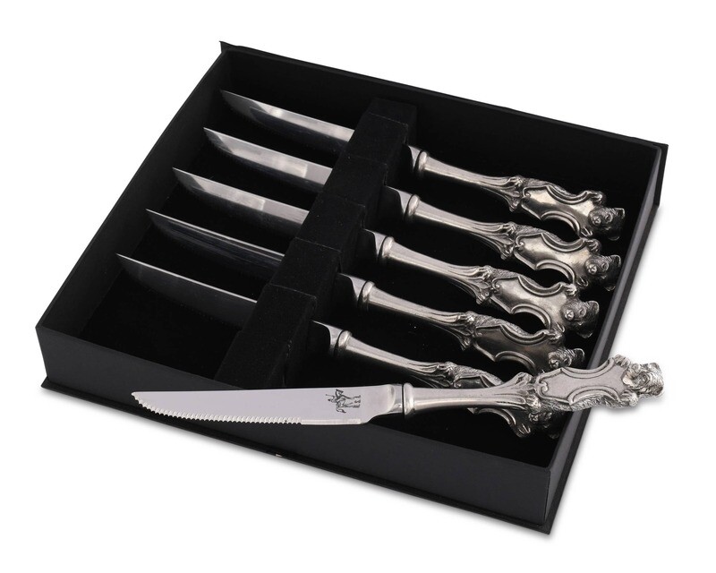 Pewter Bear Steak Knives Set