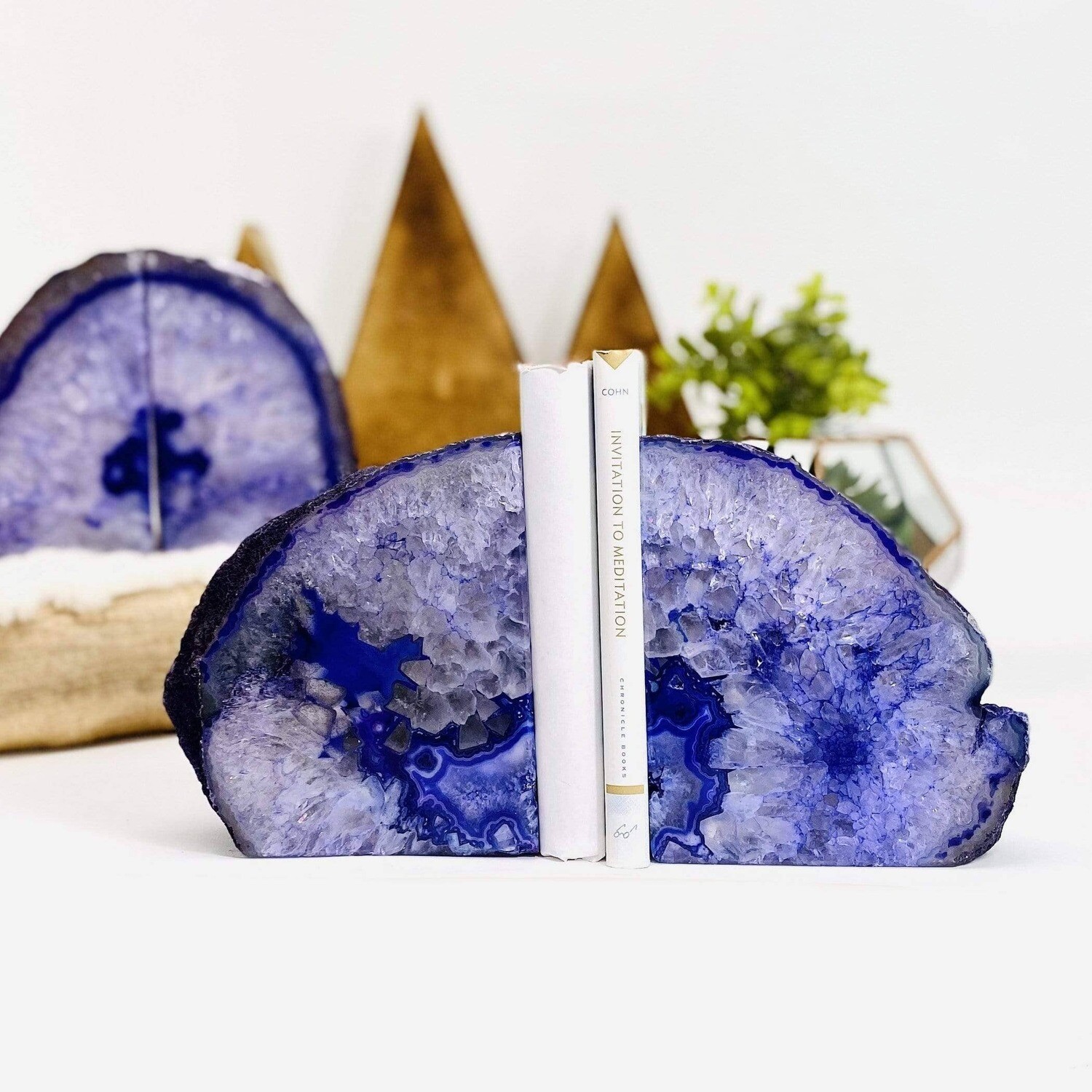 Purple Agate Bookend Pair - 9 to 12 lb - Geode Bookend - Home Decor - Crystal and Stones BKE