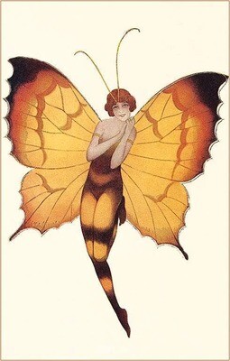 Lady as Butterfly - Vintage Image, Magnet