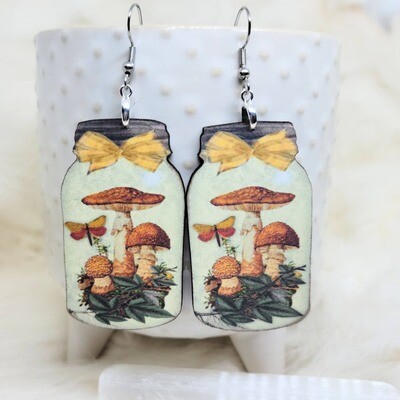 Fungus Earrings / Mushroom Jar Earrings