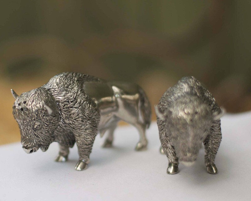 Pewter Bison Salt &amp; Pepper Set