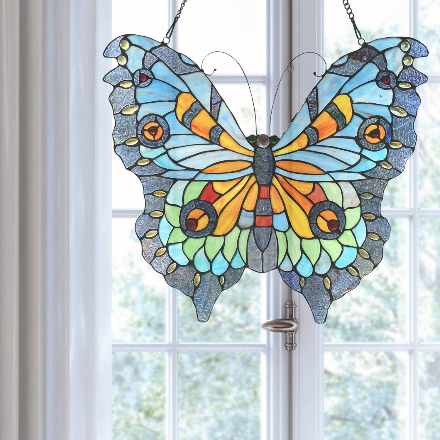 Luisa Blue Butterfly Window Panel