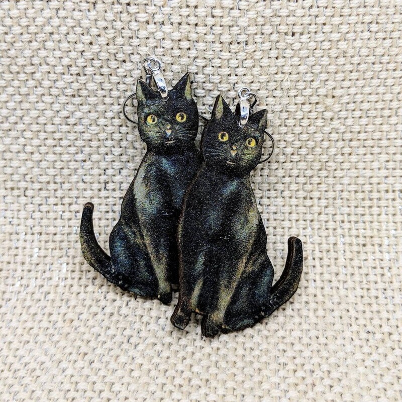 Black Cat Kitty Earrings