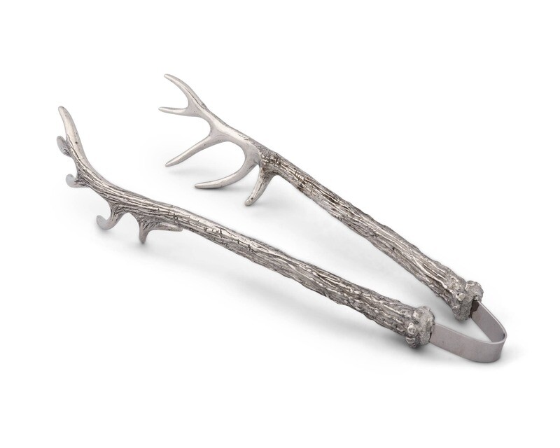 Pewter Antler Pattern Ice / Bread Tongs