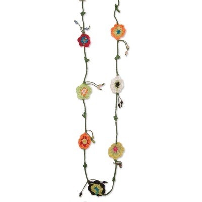 Crochet Flower Long Necklace