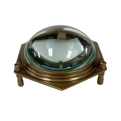 4" Antiqued Brass Hexagonal Dome Desk Magnifier