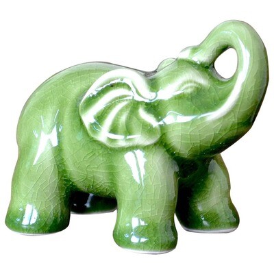 Crackle Celadon Ceramic Elephant