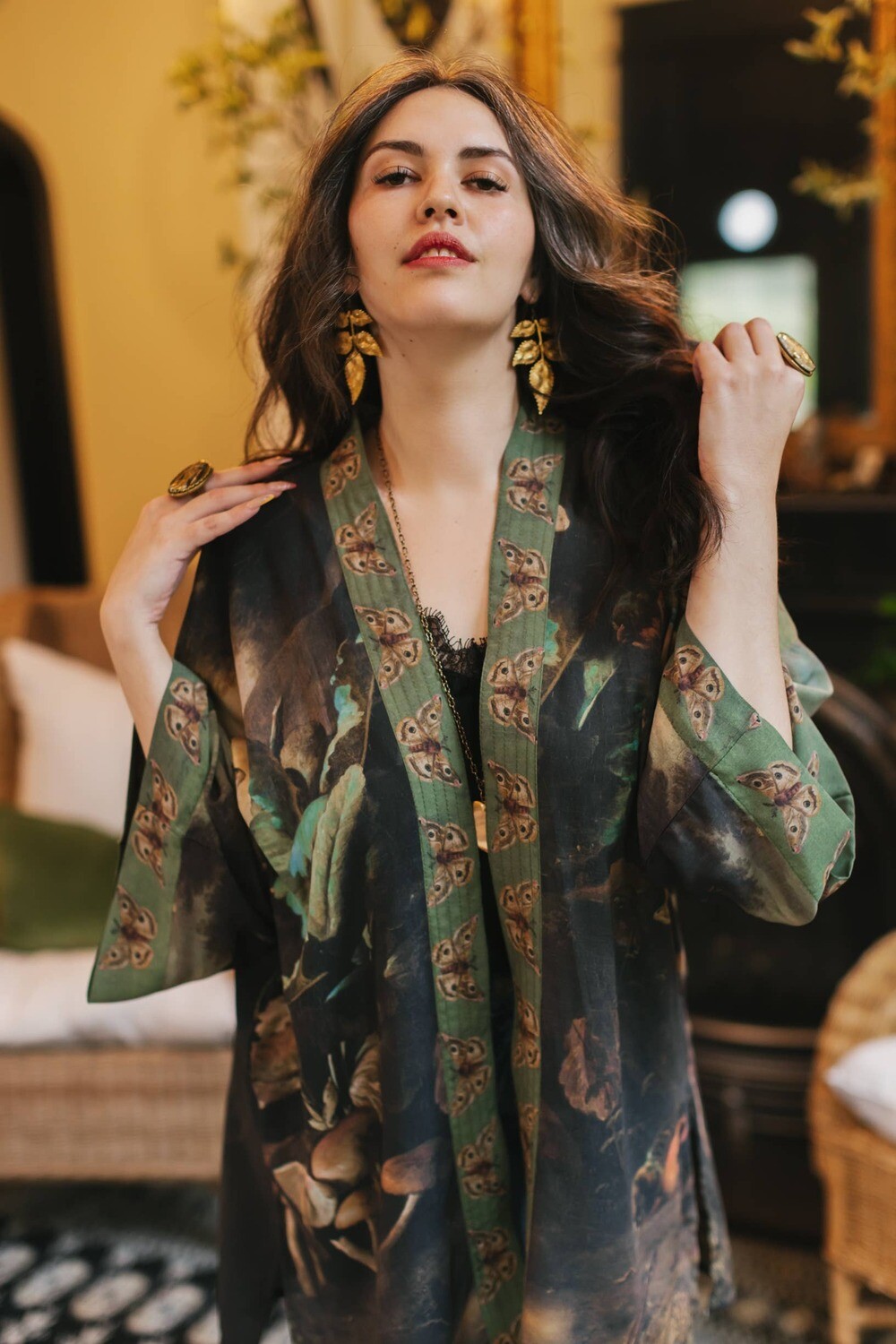 Heartwork Bamboo Bohemian Kimono Cardigan with Belt
