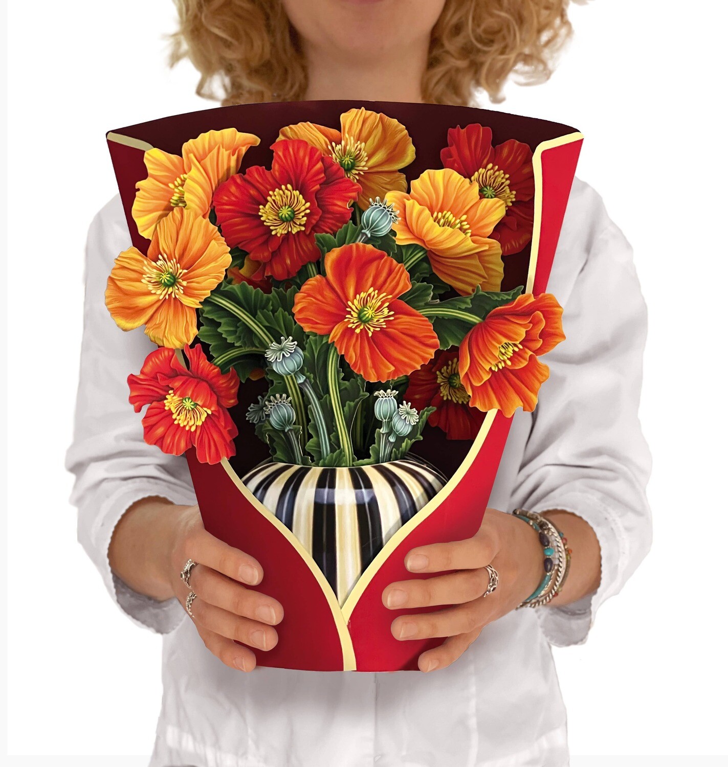 French Poppies paper flowers greeting card