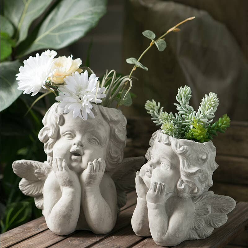 Cement Little Angel Planter - Large