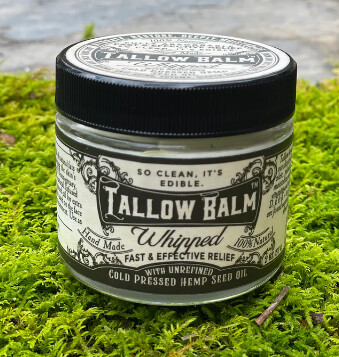 Tallow Balm-- Whipped w/Hemp Seed Oil- 2 oz Glass Container