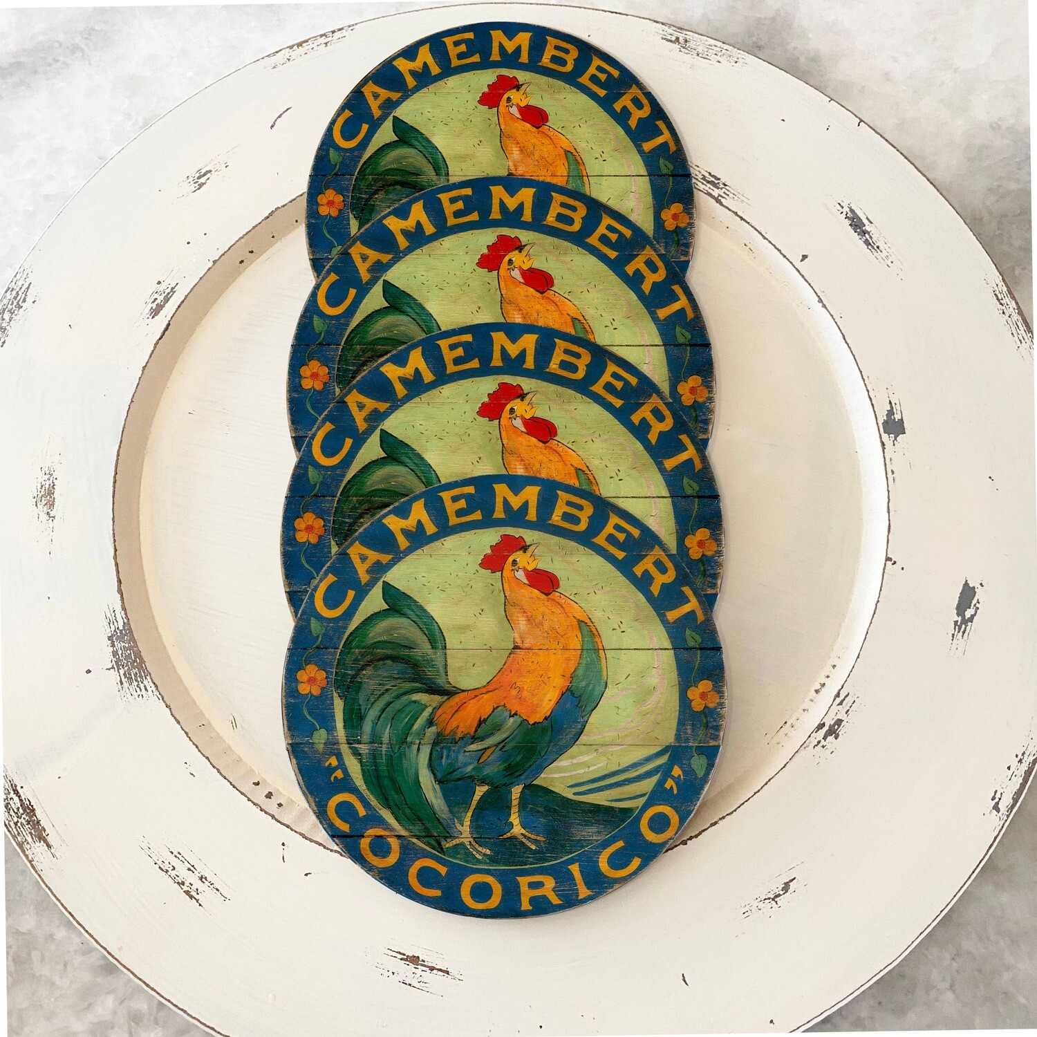 Blue Rooster coasters (set of 4) Blue Rooster coasters (set of 4)