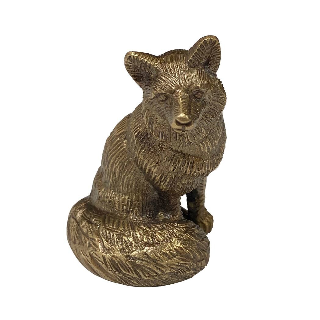 2-1/2&quot; Antiqued Brass Sitting Fox Tabletop Decor