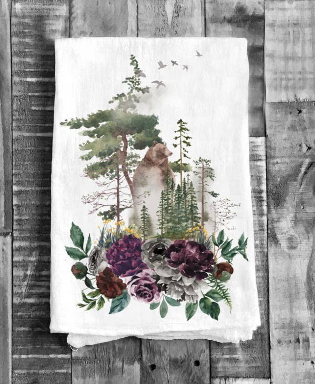 Bear Forest Trees Nature Cotton Tea Towels Kitchen