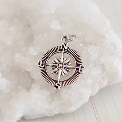 Tiny Silver Plated Compass Charm