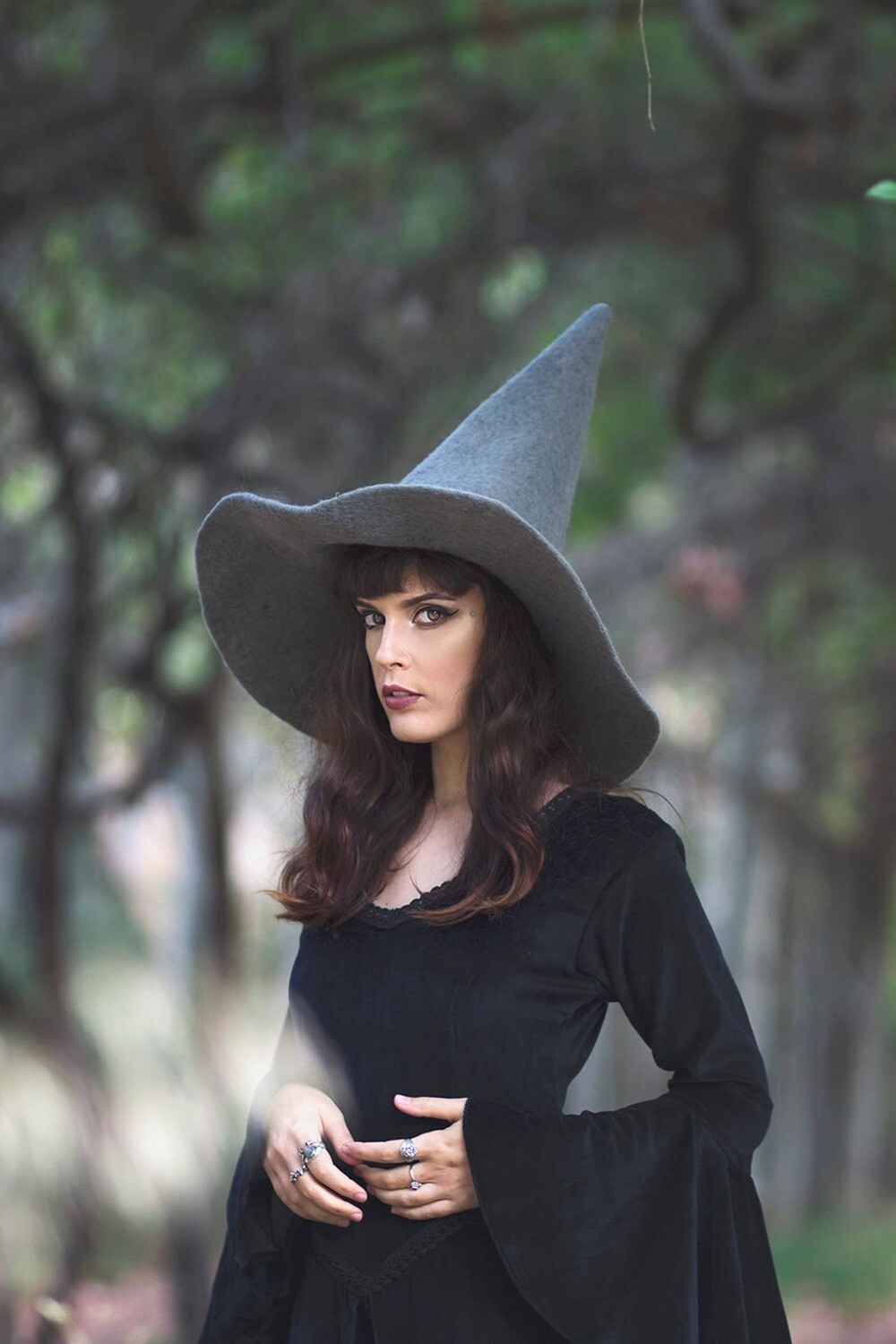 Grey Witch hat wizard magic wool Felt witchy dark academia