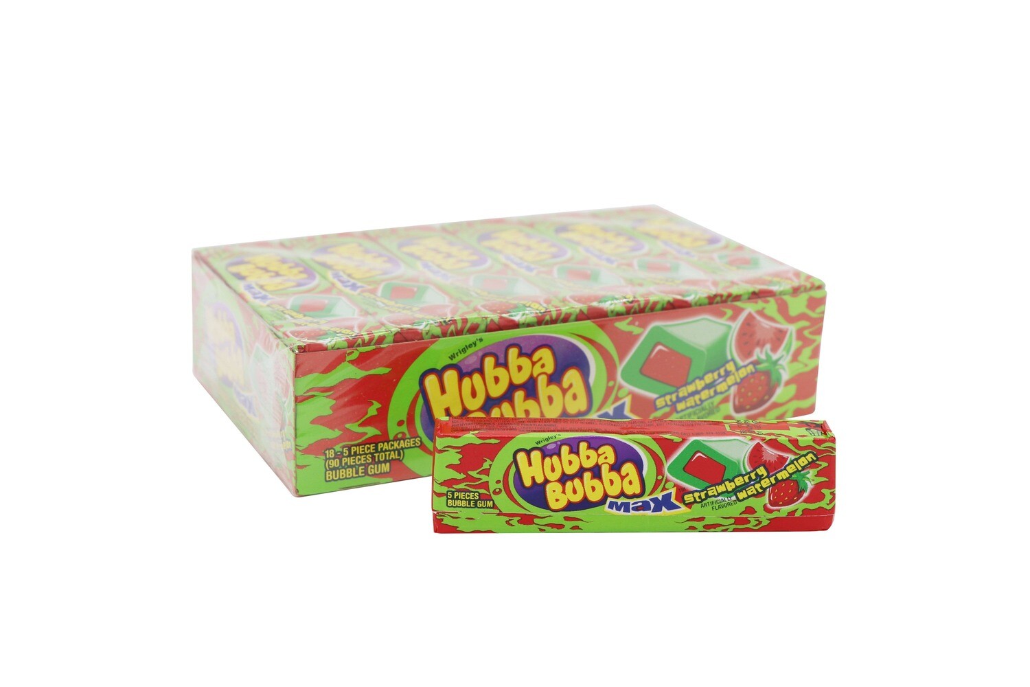Hubba Bubba Strawberry Watermelon Bubble Gum, 18ct
