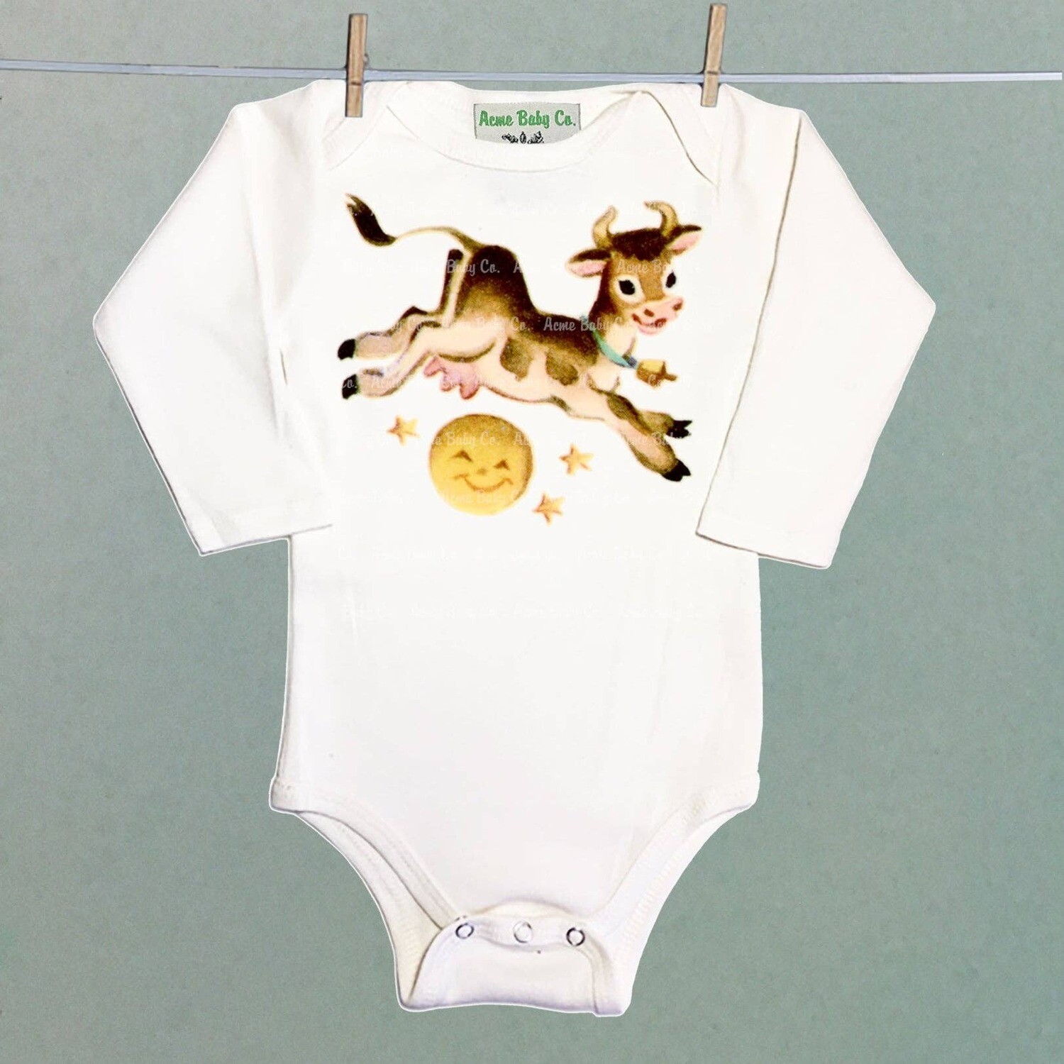 Cow Jumps Over Moon One Piece Baby Onesie Bodysuit