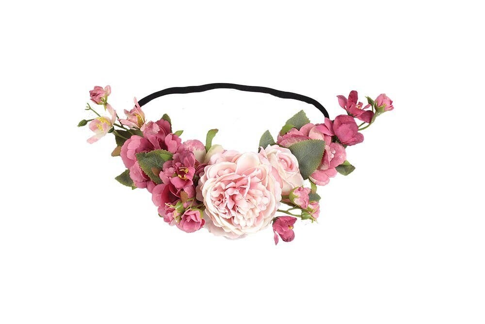 Pink flowers hat band 0969: