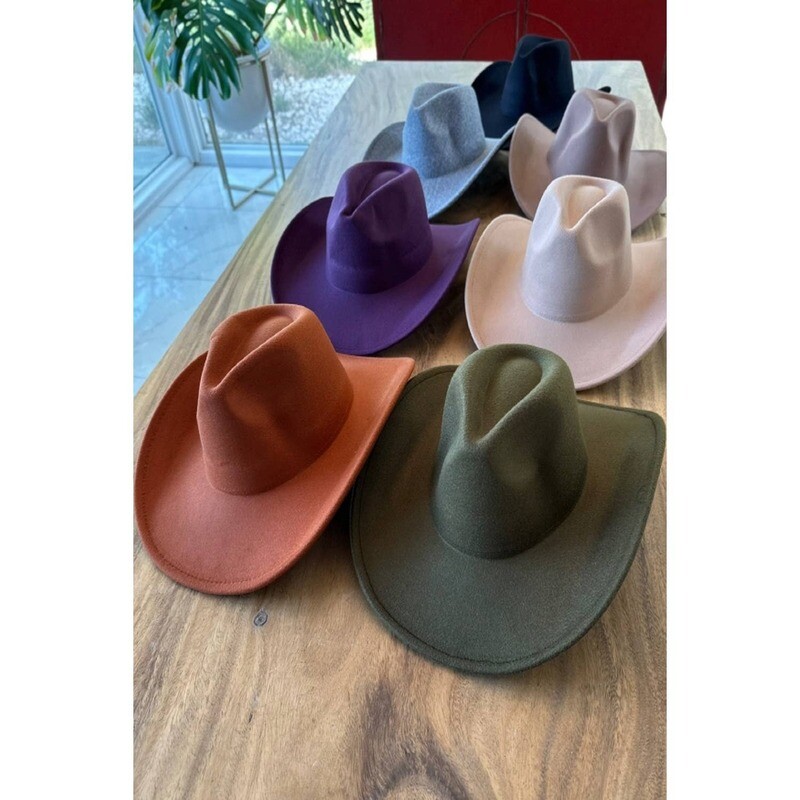 VEGAN FELT COWBOY HAT: RUST / ONE SIZE