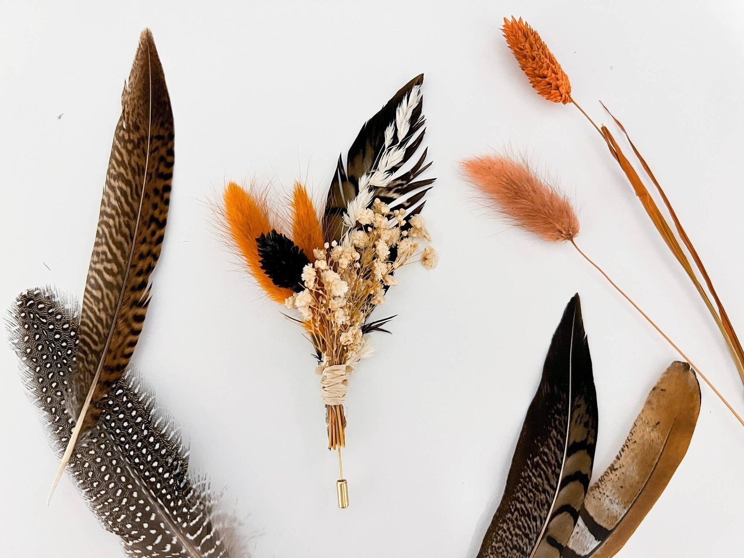 Burnt Orange Wedding Boutonniere|"The Phoenix"