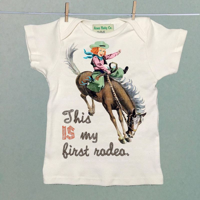 This IS My First Rodeo Cowgirl Organic Baby Shirt: 6 months, Organic natural, Redhead