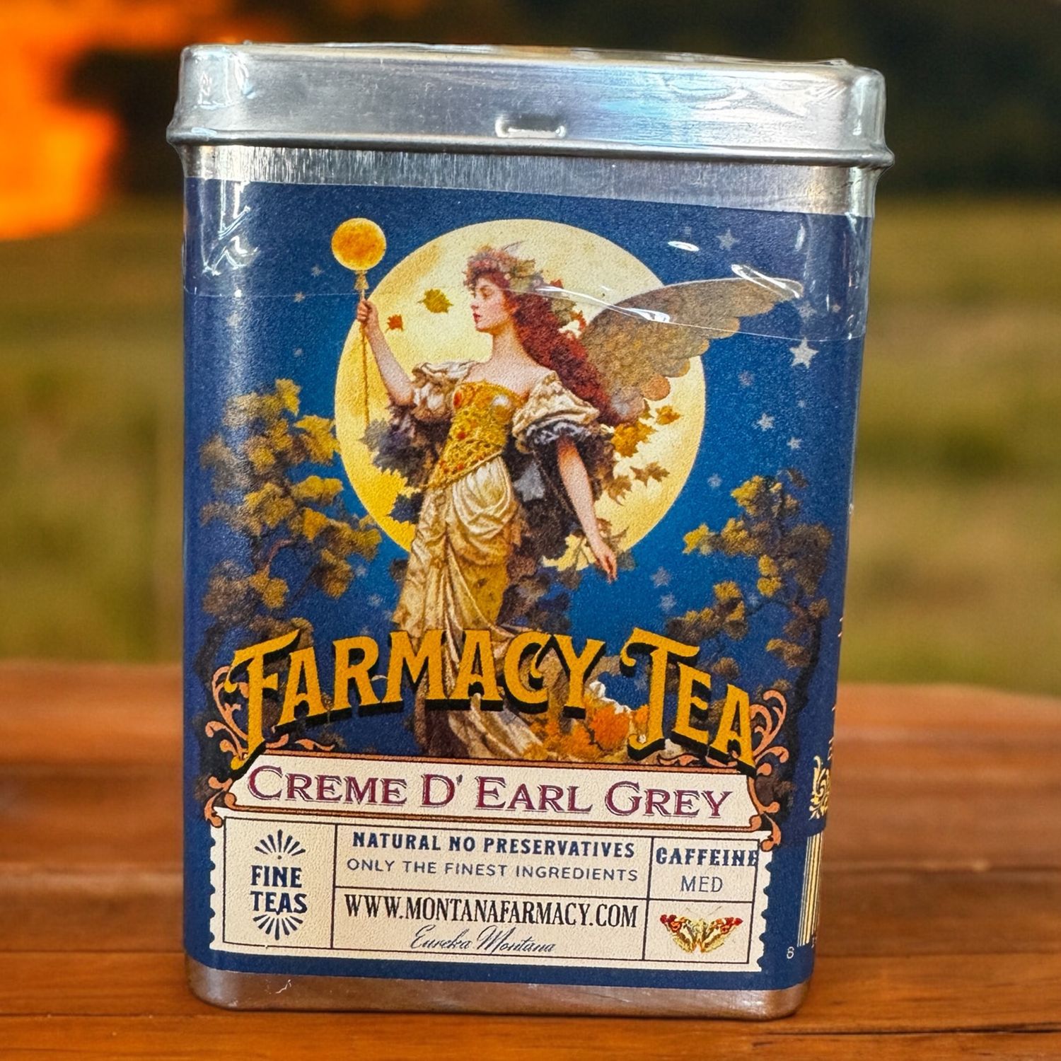 Crème d Earl grey tea bag tin flip top