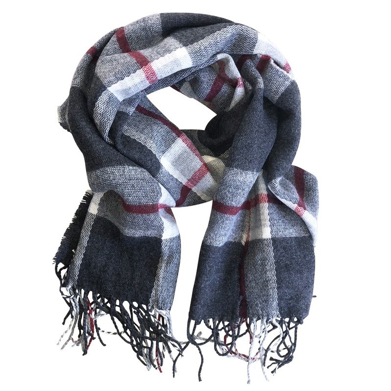 Classic Plaid Blanket Scarf Grey