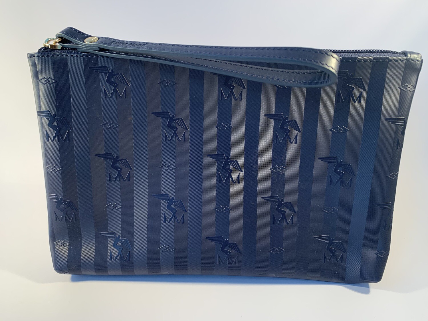 Maison Mollerus Vinerus Necessaire / Clutch CAMOGHE in Blau (Ocean)-Gold / Zustand: 6 - neuwertig
