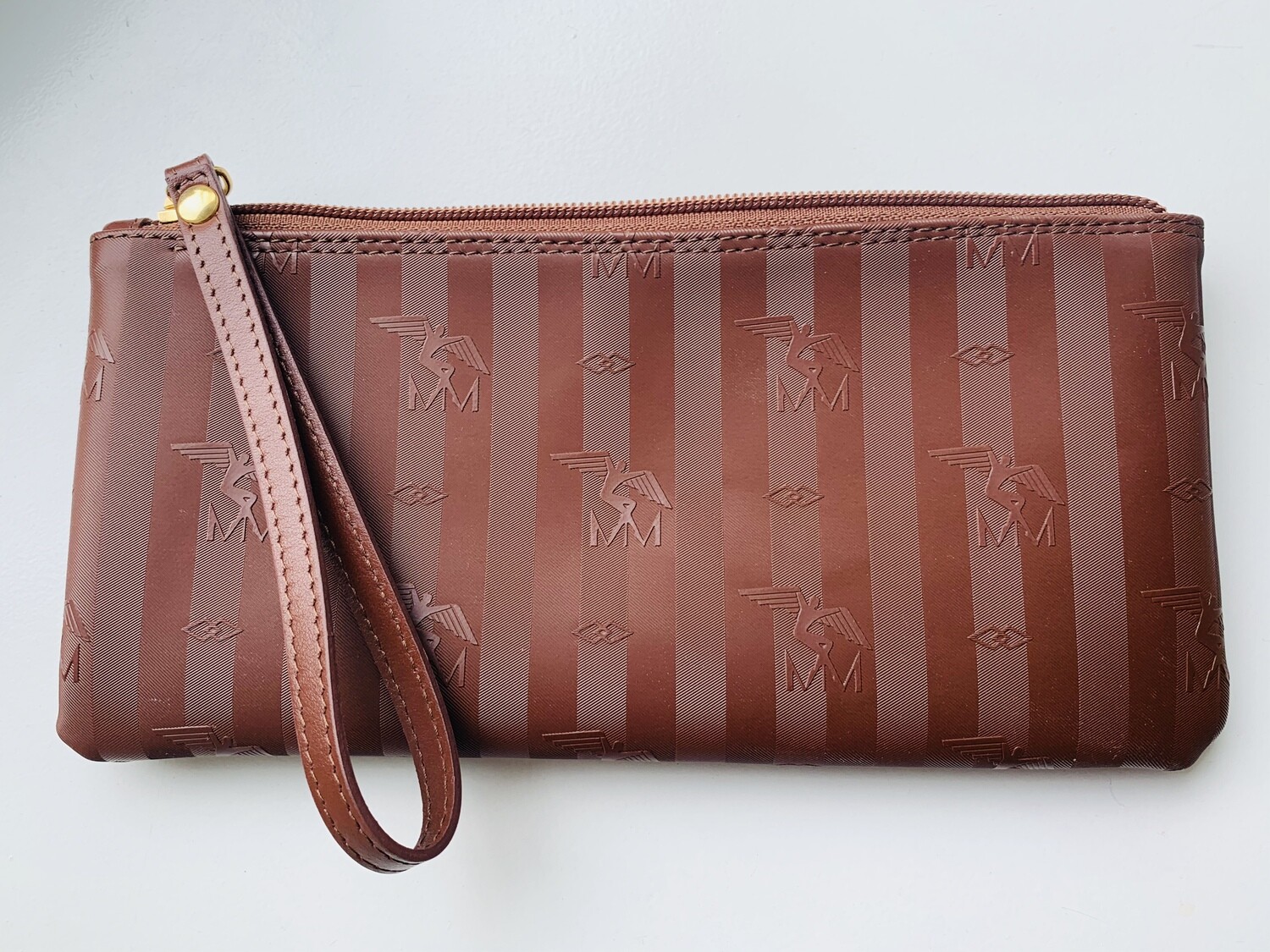 Maison Mollerus Vinerus Necessaire / Clutch in Dunkelbraun-Gold / Zustand: 6– neuwertig