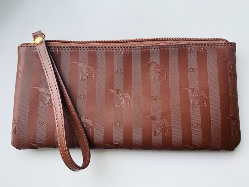 Maison Mollerus Vinerus Necessaire / Clutch in Dunkelbraun-Gold / Zustand: 6– neuwertig