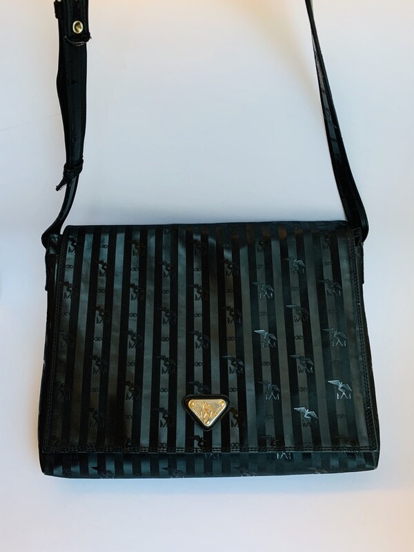 Maison Mollerus Vinerus Laptop-Tasche / Studenten-Tasche in Schwarz-Silber / 
Zustand 4 – guter Zustand mit wenig Gebrauchsspuren