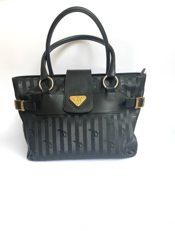 Maison Mollerus Handtasche Schwarz-Gold / Zustand 4 – guter Zustand mit wenig Gebrauchsspuren