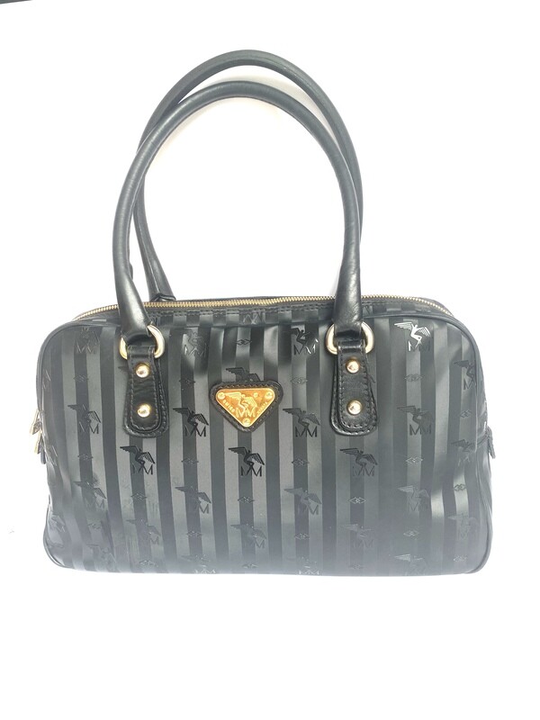 Maison Mollerus Handtasche in Schwarz-Gold / Zustand 3 – aussen und/oder innen deutliche Gebrauchsspuren
